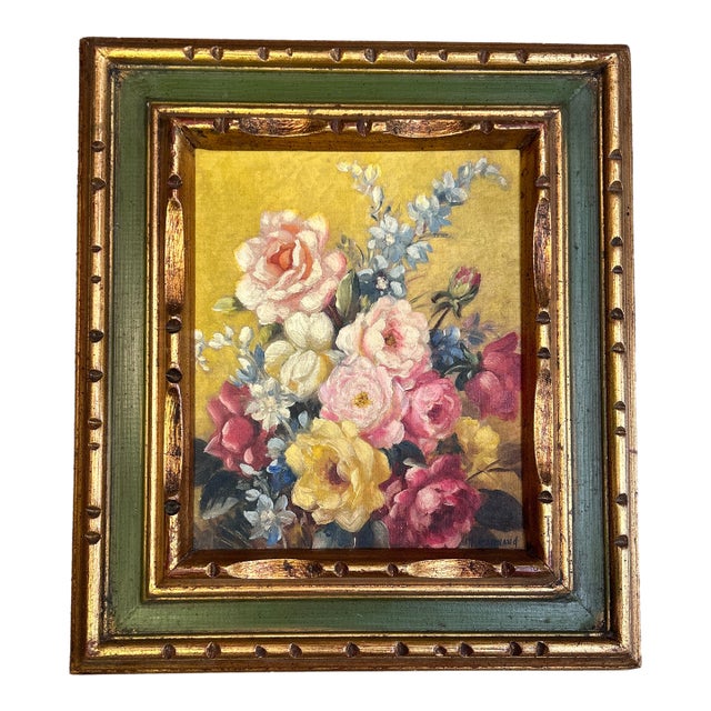1970’s Original Traditional Floral Bouquet Still Life Painting For Sale