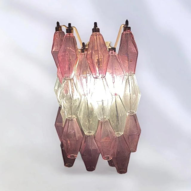 Pink and Clear Poliedri Sconces by Carlo Scarpa for Venini, 1980s, Set of 2 For Sale - Image 6 of 13