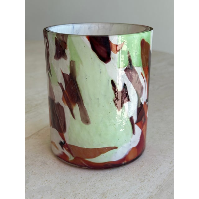Stories of Italy Murano Nougat Green, Red and Orange Glass Vase For Sale In San Diego - Image 6 of 8