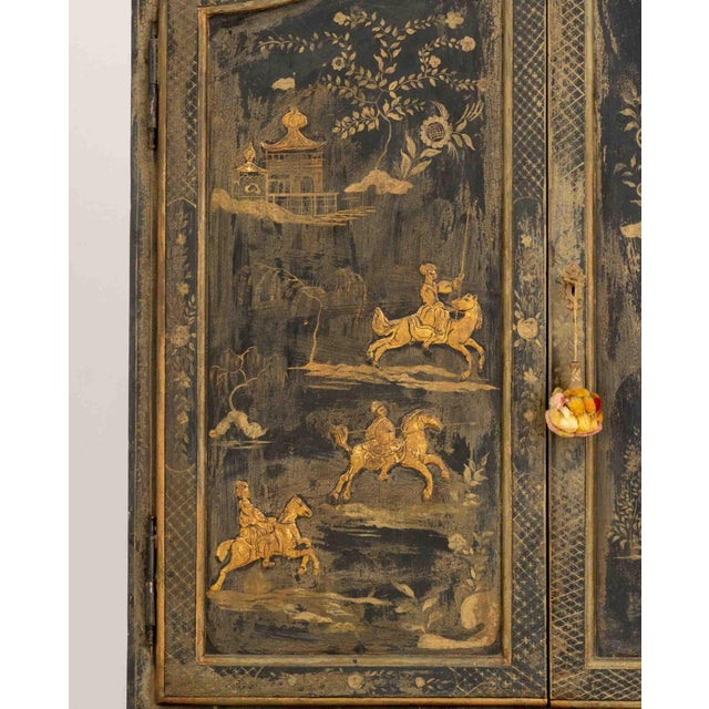 Chinoiserie Chinoiserie Green Painted and Ebonized Secretary For Sale - Image 3 of 15