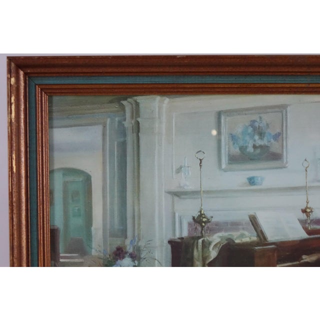 Late 20th Century Woman at the Piano" – Print of Original Oil on Canvas For Sale - Image 6 of 6