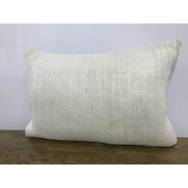 Boho Chic Turkish Vintage White Hemp Ethnic Lumbar Pillow For Sale - Image 3 of 6