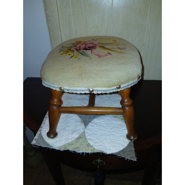 1950s Mid Century Victorian Style Needlepoint Foot Stool For Sale - Image 14 of 14
