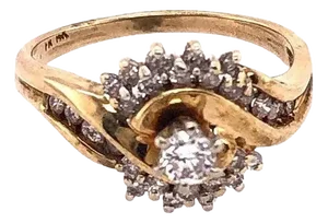 14 Karat Yellow Gold Engagement Ring 0.55 Total Diamond Weight