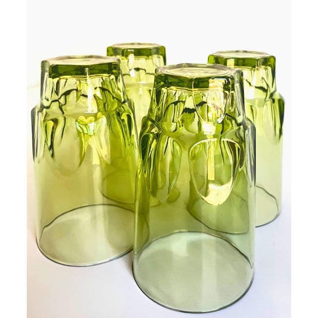 Vintage Hazel-Atlas Reflection Green Thumbprint Set – Pitcher, Tumblers & Bowls - 9 pcs For Sale - Image 9 of 14