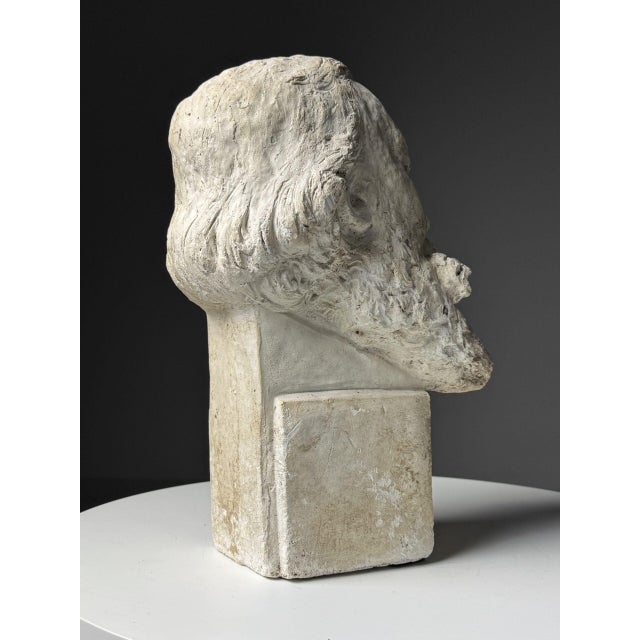 Plaster statue / head. Presumably attributed to a prominent person from the 19th century, although it is impossible to...