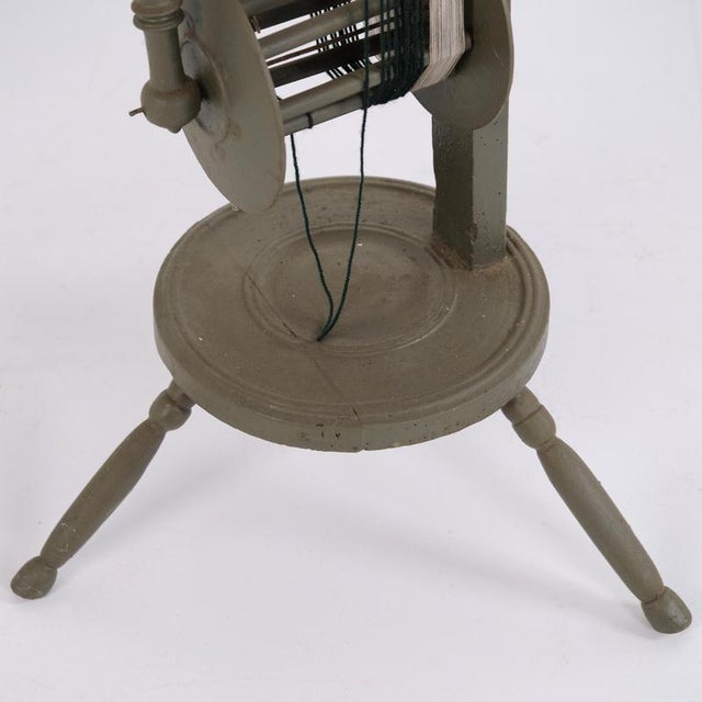 Wood Antique Green Painted Spinning Wheel, 1900 For Sale - Image 7 of 9
