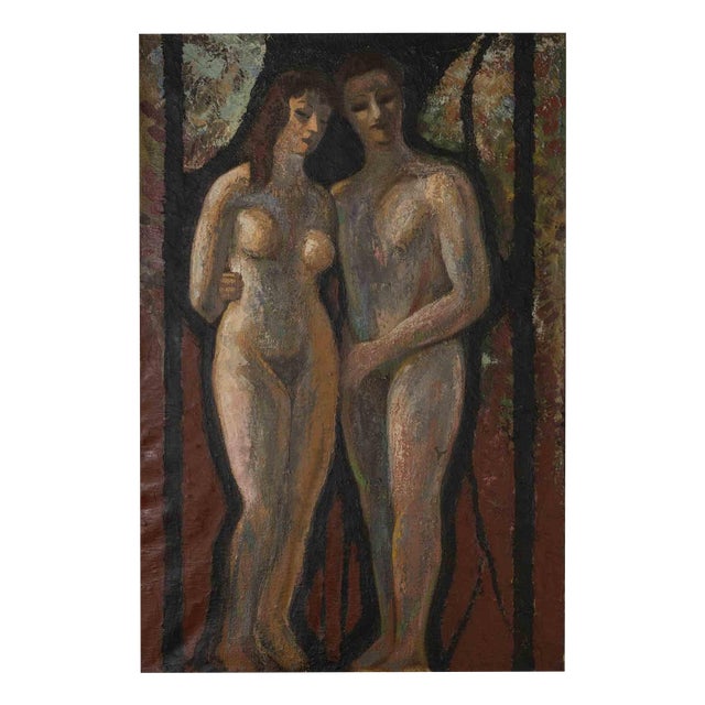 After Edgar Stoebel, The Couple, Oil Painting, Mid-20th Century For Sale