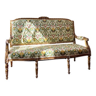 Eccentric French Louis XVI Style Giltwood Settee For Sale
