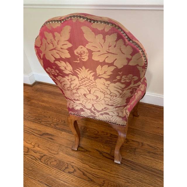 Queen Anne Antique Fabric Side Chair For Sale - Image 3 of 9