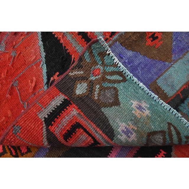 Textile 1970s Vintage Handmade Wool Cotton Red Runner Rug For Sale - Image 7 of 11