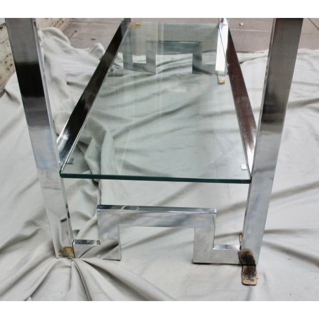 Metal Chrome and Steel Etegere With 6 Glass Shelves For Sale - Image 7 of 17