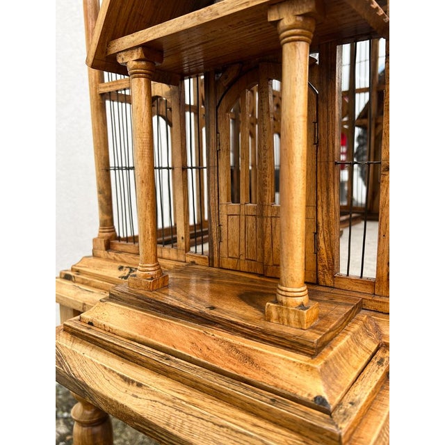 Large Wooden Bird Cage on Stand, 1900s For Sale - Image 12 of 18