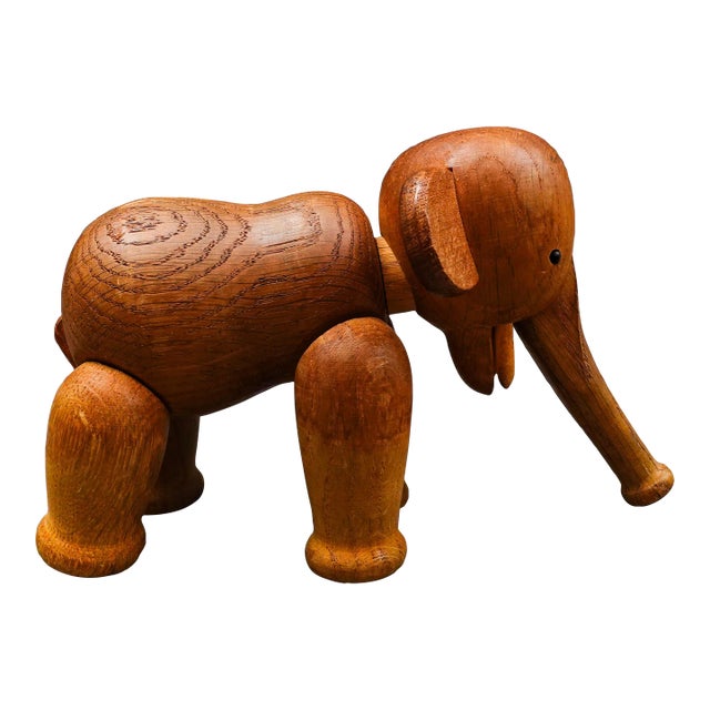 Kay Bojesen Denmark Vintage Mid Century Articulated Wood Teak Elephant Figurine For Sale