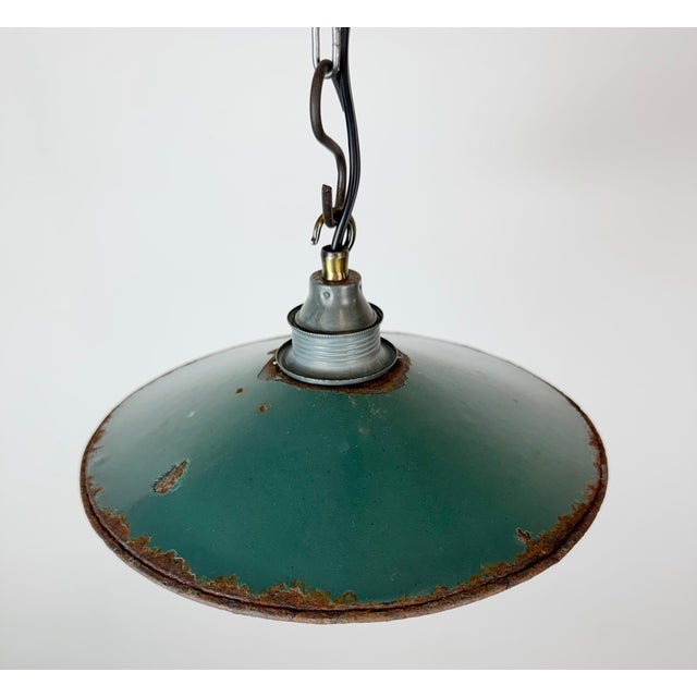 Metal Industrial Green Enamel Light, 1950s For Sale - Image 7 of 17