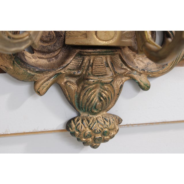 Pair of Vintage Italian Renaissance Electric Bronze Wall Sconces For Sale In Philadelphia - Image 6 of 13