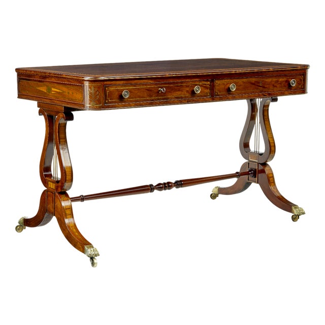 19th Century Regency Brass Inlaid Writing Desk, 1825 For Sale