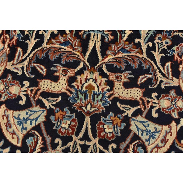 Blue Fine Kashmar Rug 6’4” X 9’5” Blue Wool Vintage Hand-Knotted Oriental Carpet For Sale - Image 8 of 15