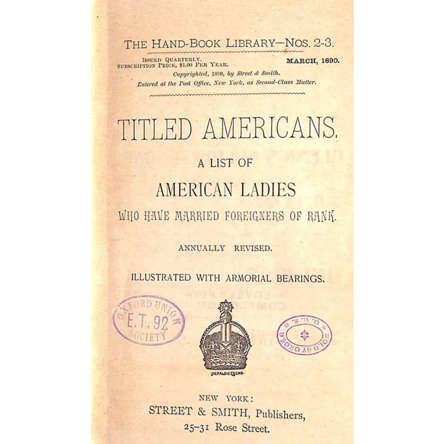 Paper Titled Americans, A List Of American Ladies Who Have Married Foreigners Of Rank For Sale - Image 7 of 8