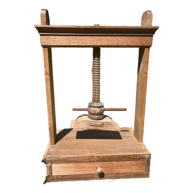 Rare Oak Wood Linen Press 1860s With Drawer for Linens or Paper Plus 7 Boards For Sale