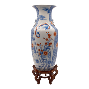 Maitland Smith Chinese Porcelain Hand Painted Vase on Stand