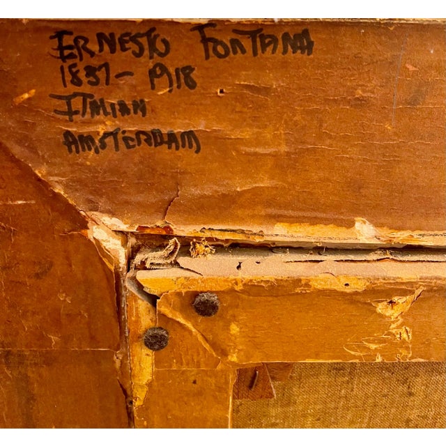 Antique Ernesto Fontana Original Oil Painting For Sale In Los Angeles - Image 6 of 7