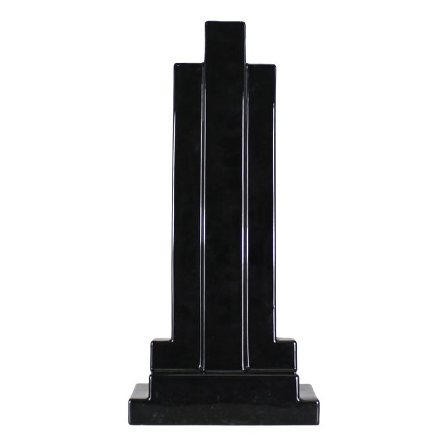 Vintage Y15 Vase in Black Enameled Ceramic by Ettore Sottsass for Poltronova, 1970 For Sale