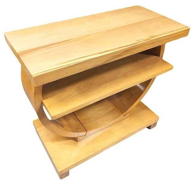 1930s Blond Geometric Art Deco Side Table Attributed to Gilbert Rohde for Brown Saltman For Sale In Los Angeles - Image 6 of 8