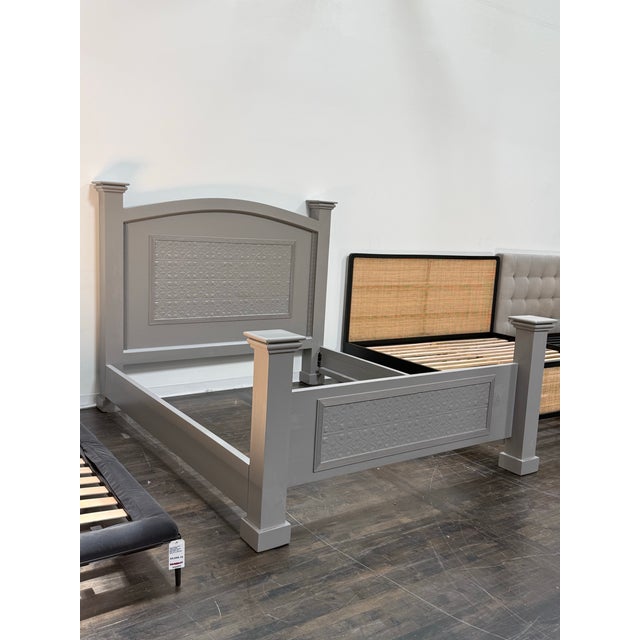 Modern California King Size Gray Arched Panel Bed Frame For Sale - Image 3 of 12