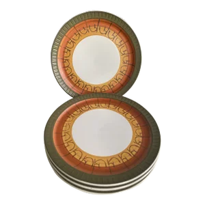 Vintage Casual Cream " Galaxy" Pattern Stoneware Dinner Plates- Set of 4