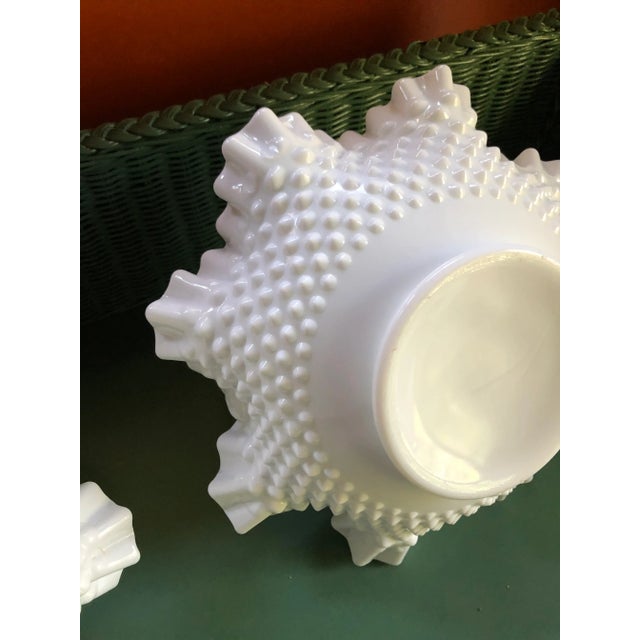 1930s Vintage Fenton Hobnail Milk Glass Handled Baskets - a Pair For Sale - Image 5 of 6