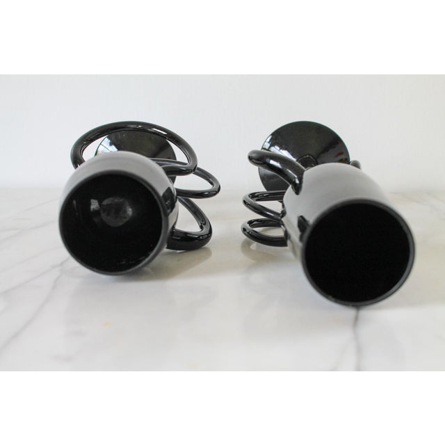 Glass Vintage Hand Blown Black Art Glass Goblets S/2 For Sale - Image 7 of 7