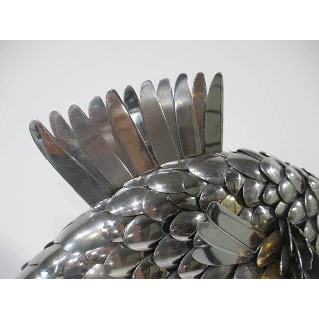 Metal Large Folk Art Flatware Metal Fish Sculpture For Sale - Image 7 of 8