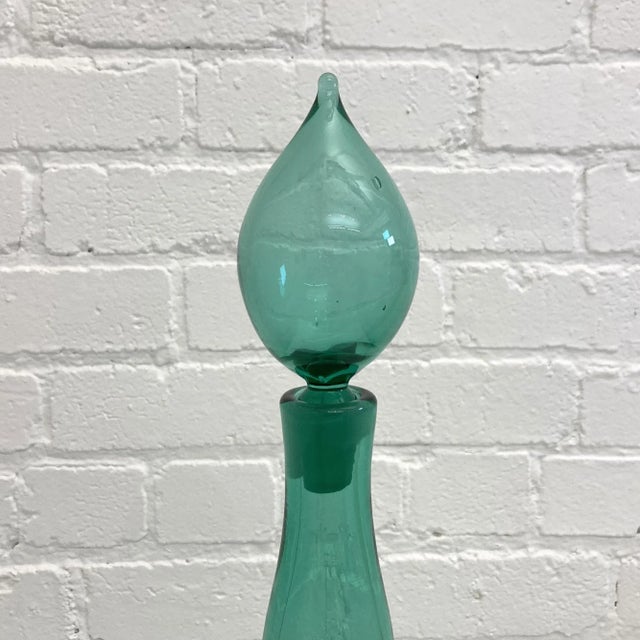Mid-Century Modern Vintage Blenko Sea Green Tall Decanter Design Design #5815 For Sale - Image 3 of 9