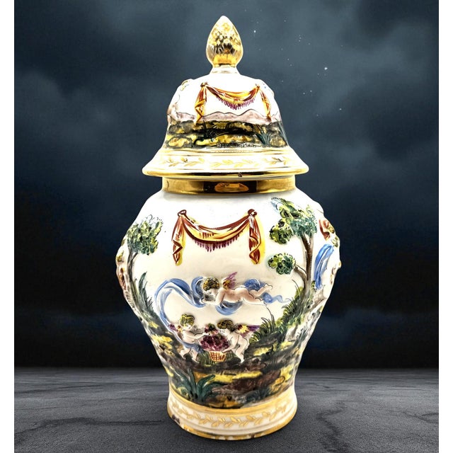 Mythological Ceramic Art Vase attributed to Capodimonte For Sale - Image 15 of 18