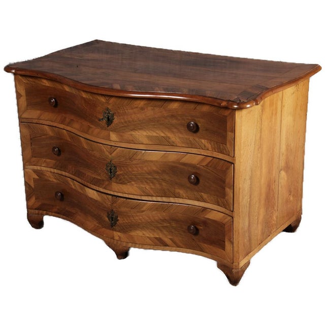 Hollywood Regency Baroque Biedermeier Chest of Drawers in Walnut, 1800s For Sale - Image 3 of 18