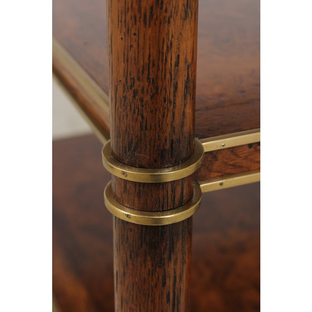 Henredon Burl Walnut 3 Tier Rolling Side Table Cart For Sale - Image 12 of 14