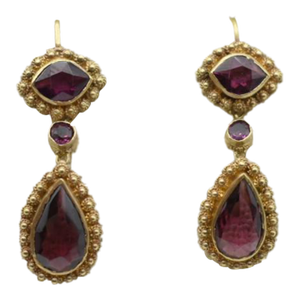 19th Century Garnet Drop Earrings, A Pair