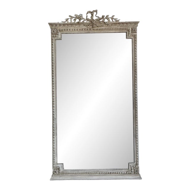 Vintage Monumental Carved Ribbon Floor Mirror For Sale