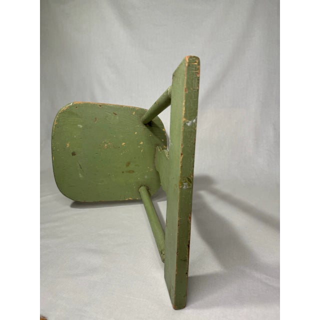 Americana Folk Art Small Green Fiddleback Solid Wood Chair For Sale - Image 9 of 10