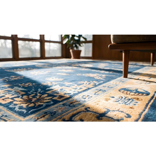 Blue Antique Chinese, Peking Rug For Sale - Image 8 of 9