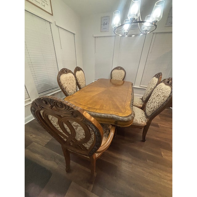 Wood Designer Collection 6 Chairs Dining Room Set For Sale - Image 7 of 9