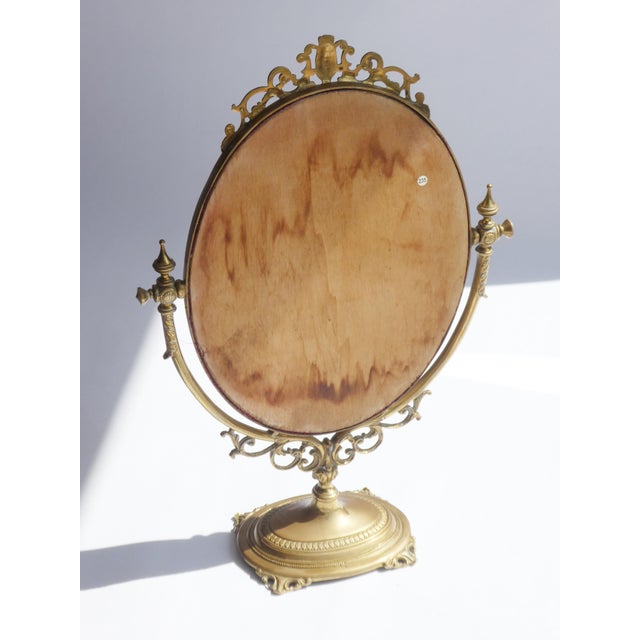 Gold Mid-Century Oval Ornate Brass Vanity Swivel Mirror, 1960s For Sale - Image 8 of 10