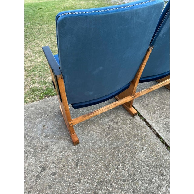 Textile Mid-Century Modern Hungarian Cinema Four-Seater Bench, 1950s For Sale - Image 7 of 11