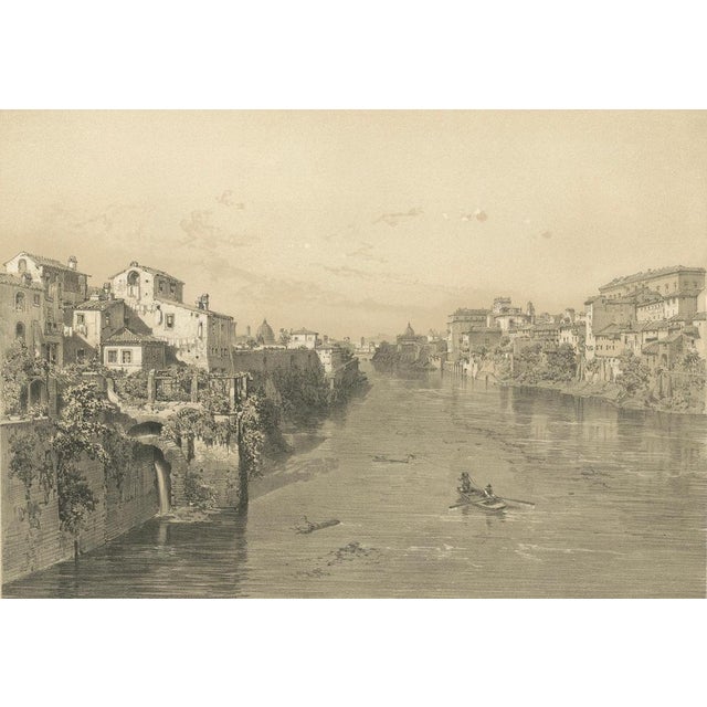 Gold After Bayot, Rome Tiber View from Ponte Sisto, 1869, Print For Sale - Image 8 of 9