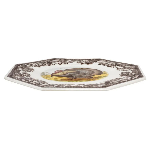 English Spode Woodland Octagonal Plate 9.5", Turkey For Sale - Image 3 of 5