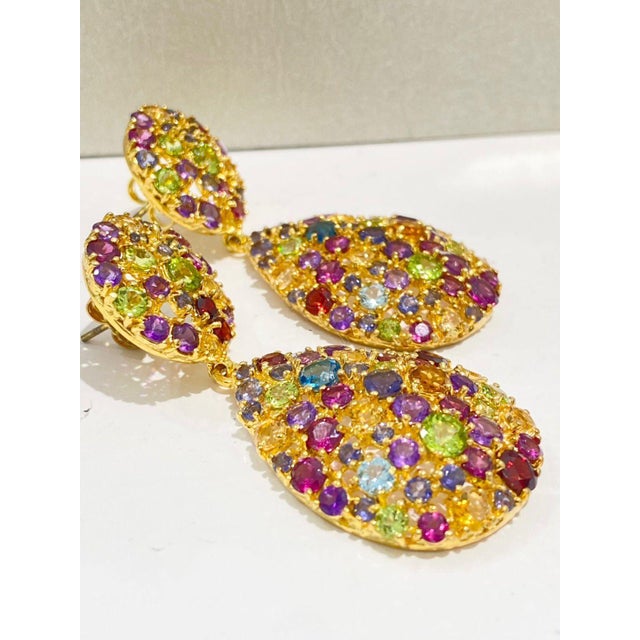 Baroque Bochic “Orient” Multi Color, Citrine & Amethyst Earrings Set 18K Gold & Silver For Sale - Image 3 of 10