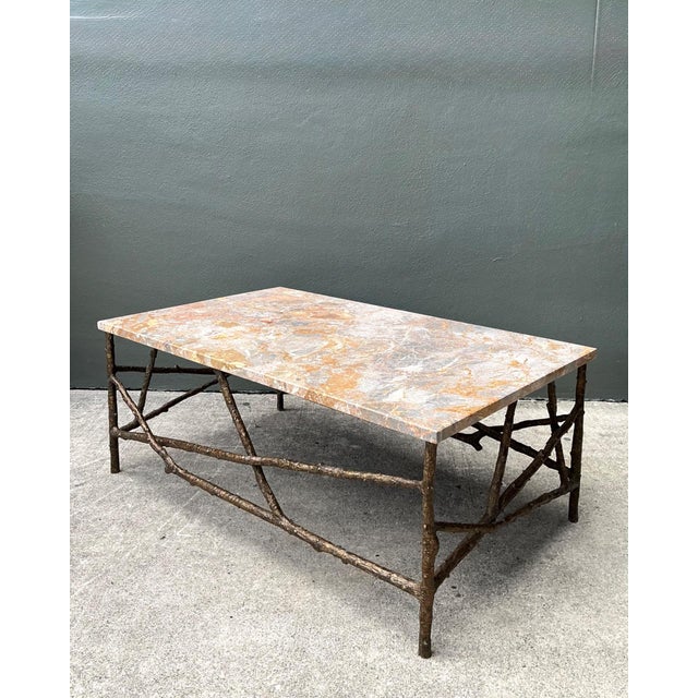 Late 20th Century Vintage Faux Bois Marble Top Coffee Table For Sale - Image 5 of 18