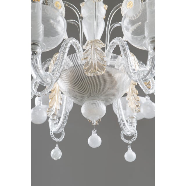 Art Deco Filigree Murano Glass Chandelier from Venini, 1940s For Sale - Image 10 of 18