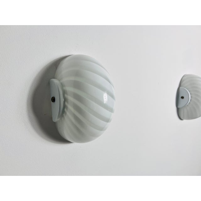 White Pair of Mid-Century Glass Wall Lamps, Italy, 1960s For Sale - Image 8 of 10